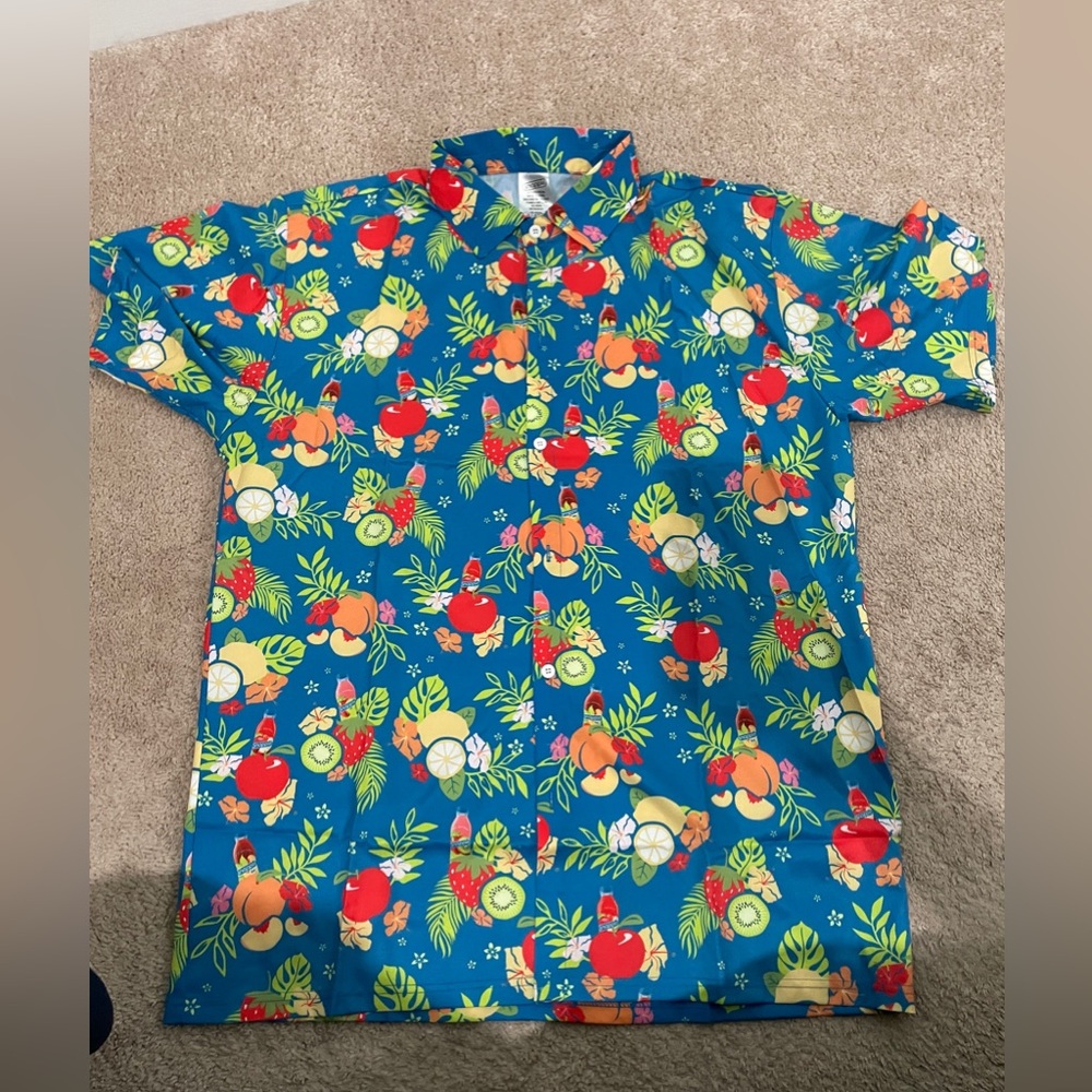 SNAPPLE Hawaiian Shirt Men's XL Multicolored Tropical Fruit Button-Up Shirt-NEW
